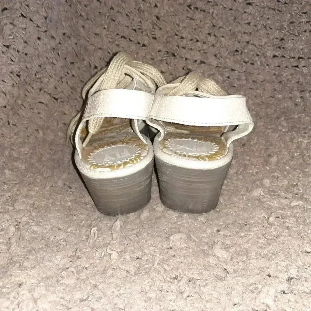 FLY LONDON-Ylva-Pearlescent Shimmer Leather Lace Up Wedge-Sz 38-7.5-Excellent